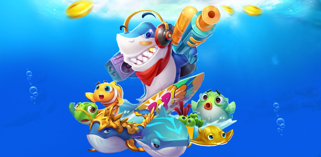 ภาพเกมยิงปลาที่มีเป้าหมายหลายแบบบนหน้าจอ